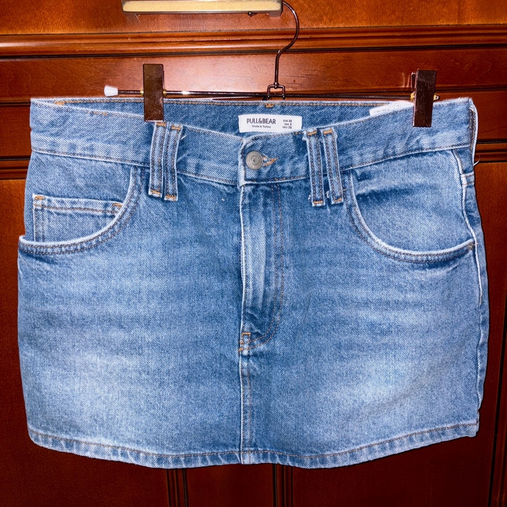 Pull&Bear Classic Denim Blue Jean Mini Skirt